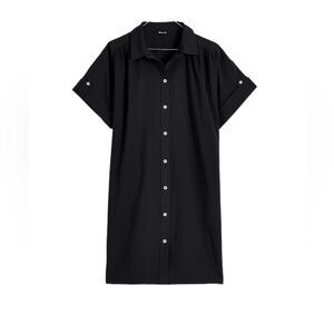Madewell Collared Button-Front Mini Shirtdress in True Black